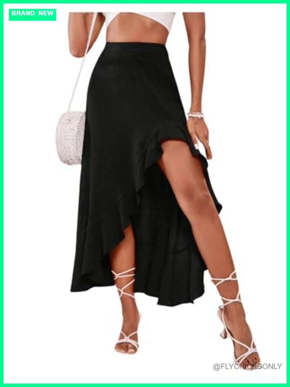 Boho Floral High Waisted Ruffle Skirt Split Thigh Maxi Long Skirt